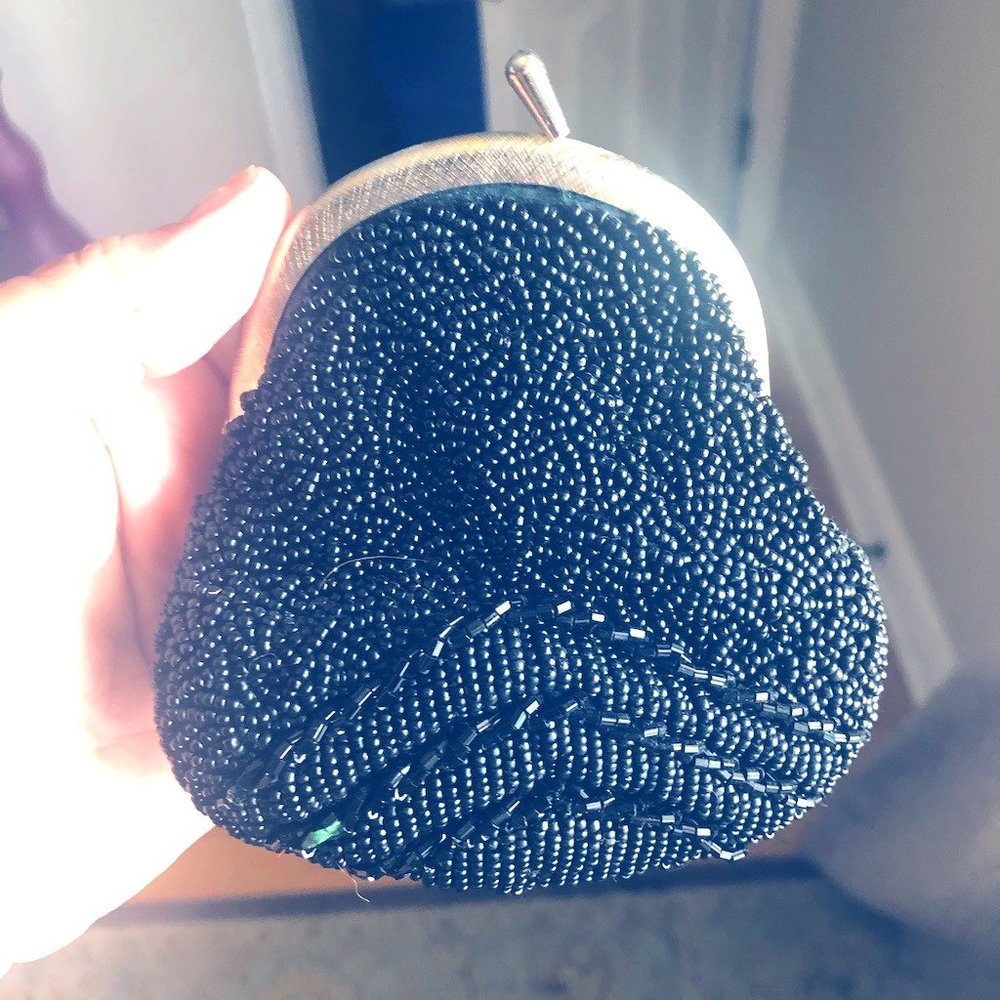 Vintage Black beaded Coin Purse